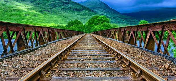 Steel train tracks